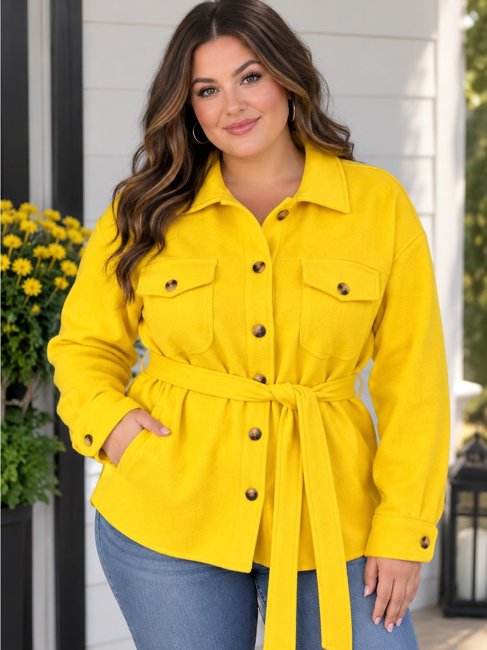 NWT Yellow Belted Fall/Spring Jacket - PTP25”
